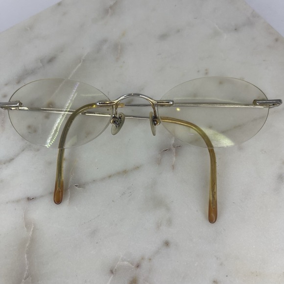 The Unbranded Brand Accessories - Vintage Rimless Eyeglasses Oval Retro Professor Grandma Light Academia Gold Tone